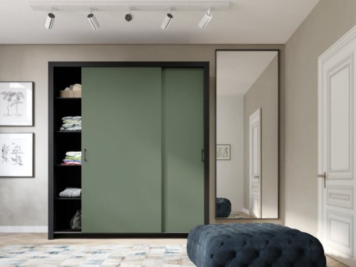 Szafa w subtelnym kontraście zieleni i czerni MF