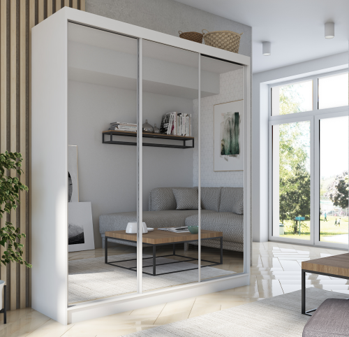 Szafa przesuwna 180 z lustrami biała MD