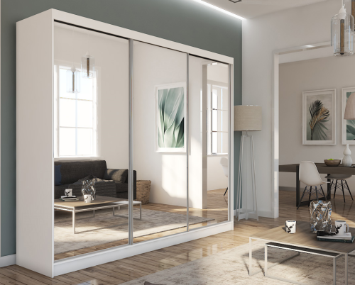 Szafa przesuwna 240 z lustrami biała MD