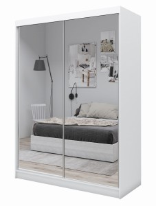 Typowa szafa przesuwna szerokość 150 biała z lustrami
