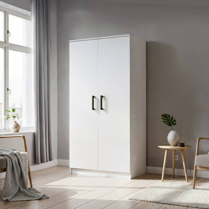 Czarna matowa szafa uchylna z półkami