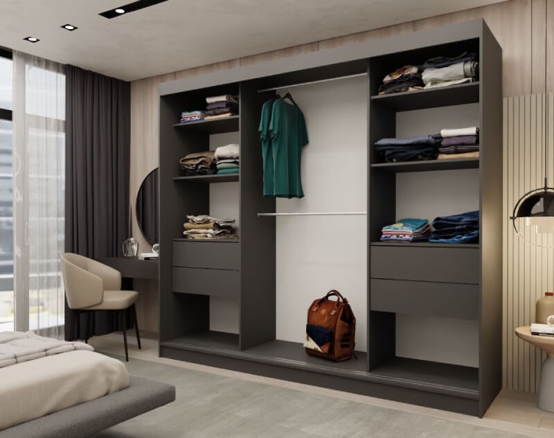 >Wnętrze szafy 240 z czterema szufladami