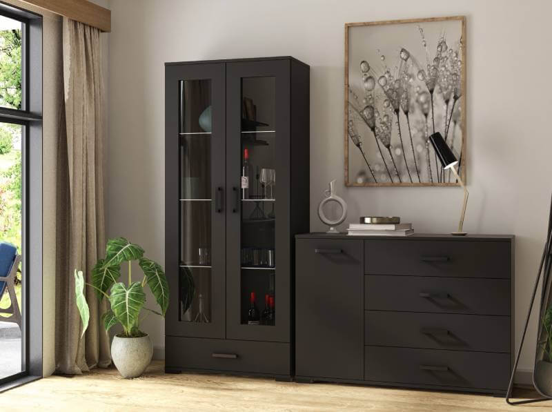 Witryna z komodą 120 cm